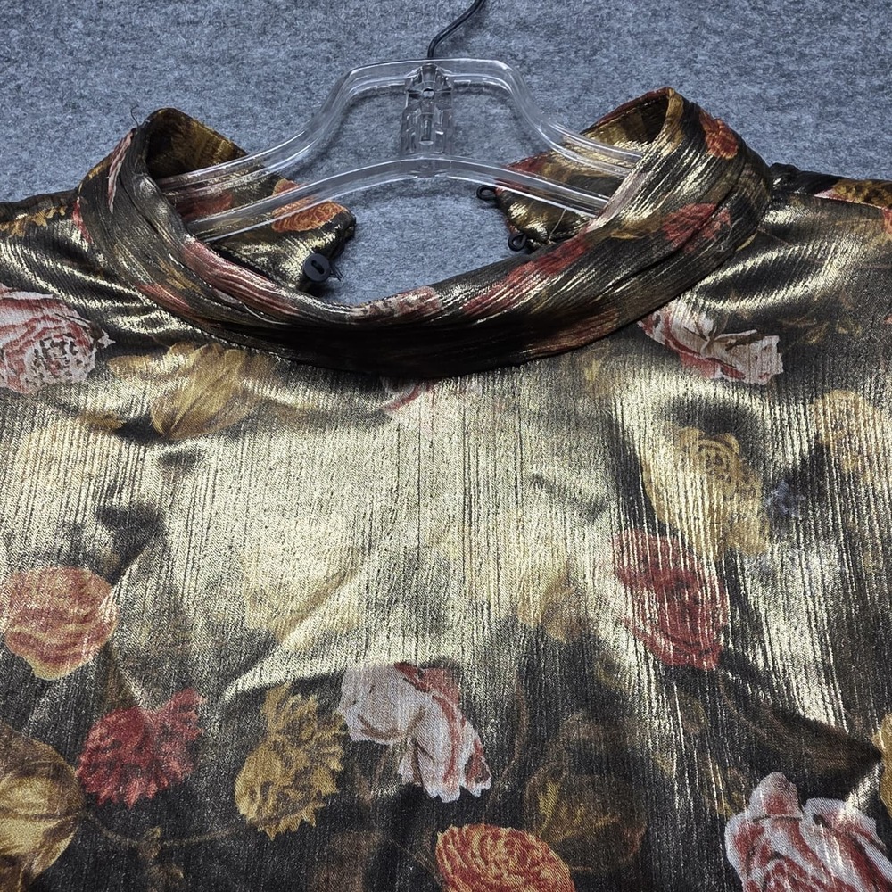 ZARA Women's Floral Print Long Sleeve Ruffle Hem Blouse Top Multicolor Size L - Picture 4 of 7